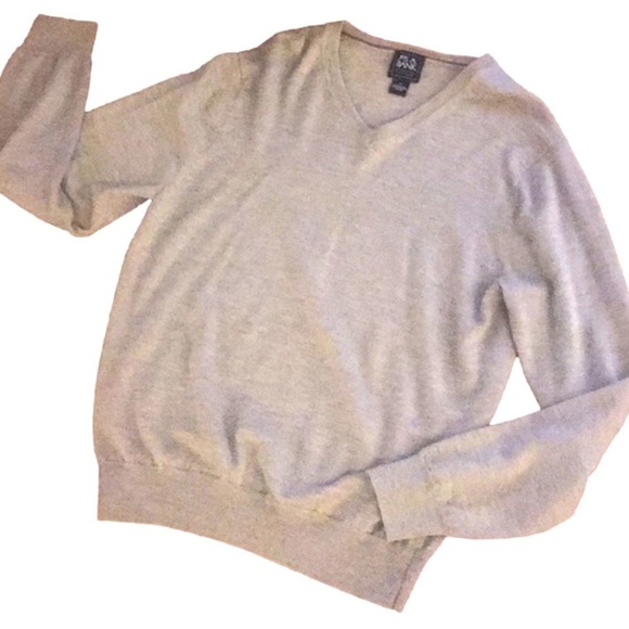 Jos A Bank Sweater V-neck Heathered Beige Classic Fit Size XL EUC - Picture 1 of 6
